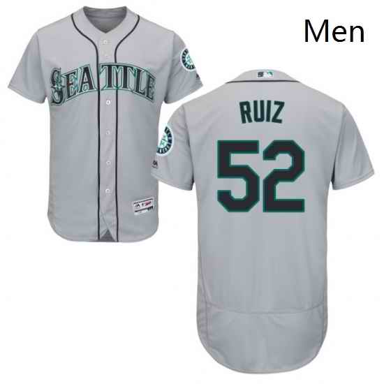 Mens Majestic Seattle Mariners 52 Carlos Ruiz Grey Flexbase Authentic Collection MLB Jersey